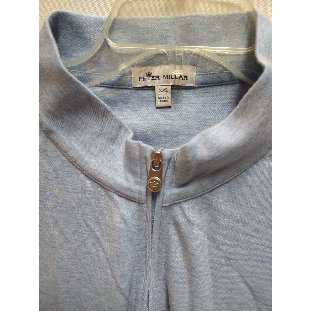 B&T  PETER MILLAR  1/4 Zip Casual Pullover Shirt, Mens XXL Light Blue, soft feel